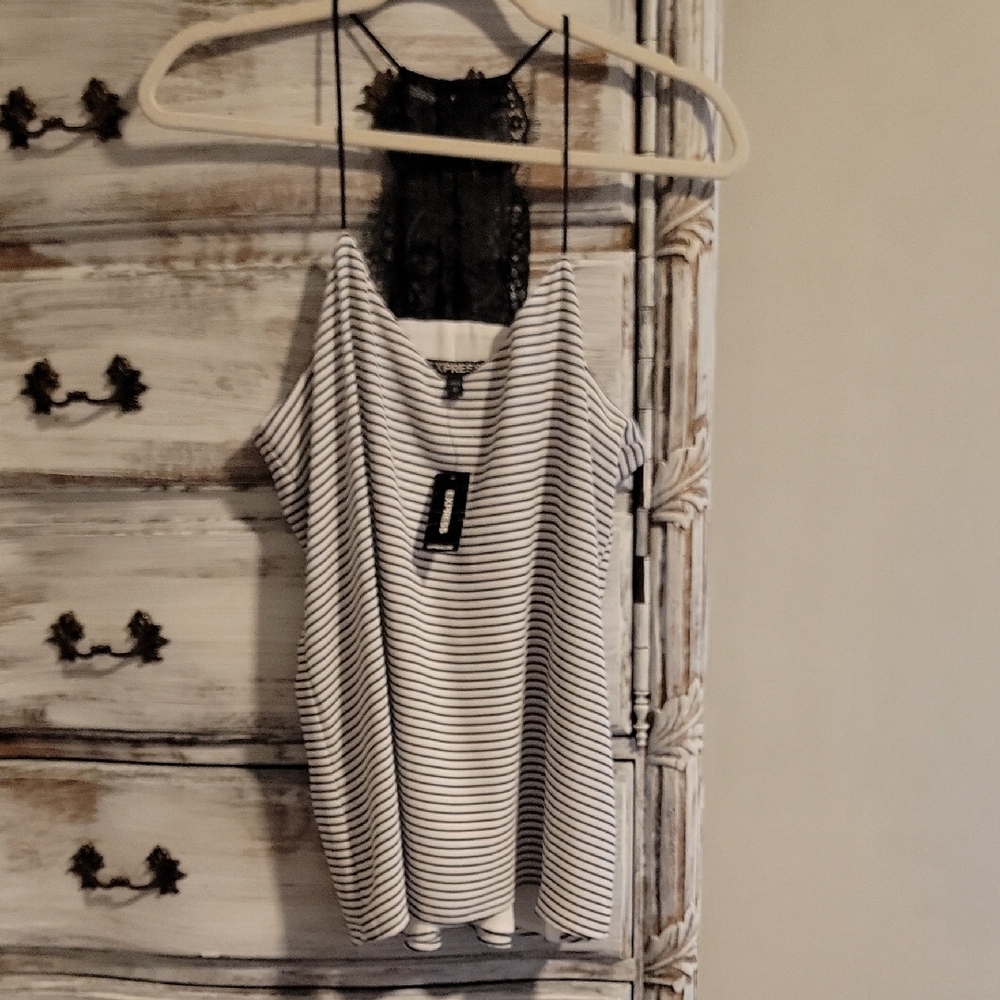 Express Black and White Striped Camisole